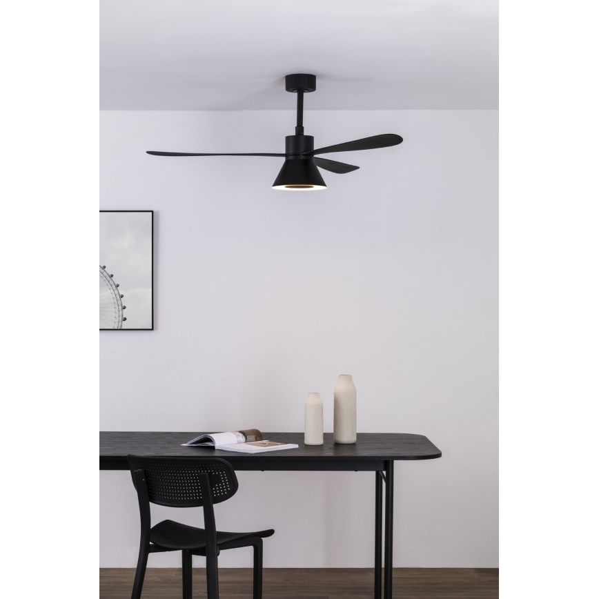 Ventilator LED dimabil de tavan FARO 33761WT-23 AMELIA L CONE LED/20W/230V 2700/3500/5000K negru d. 132 cm Wi-Fi Tuya + telecomandă