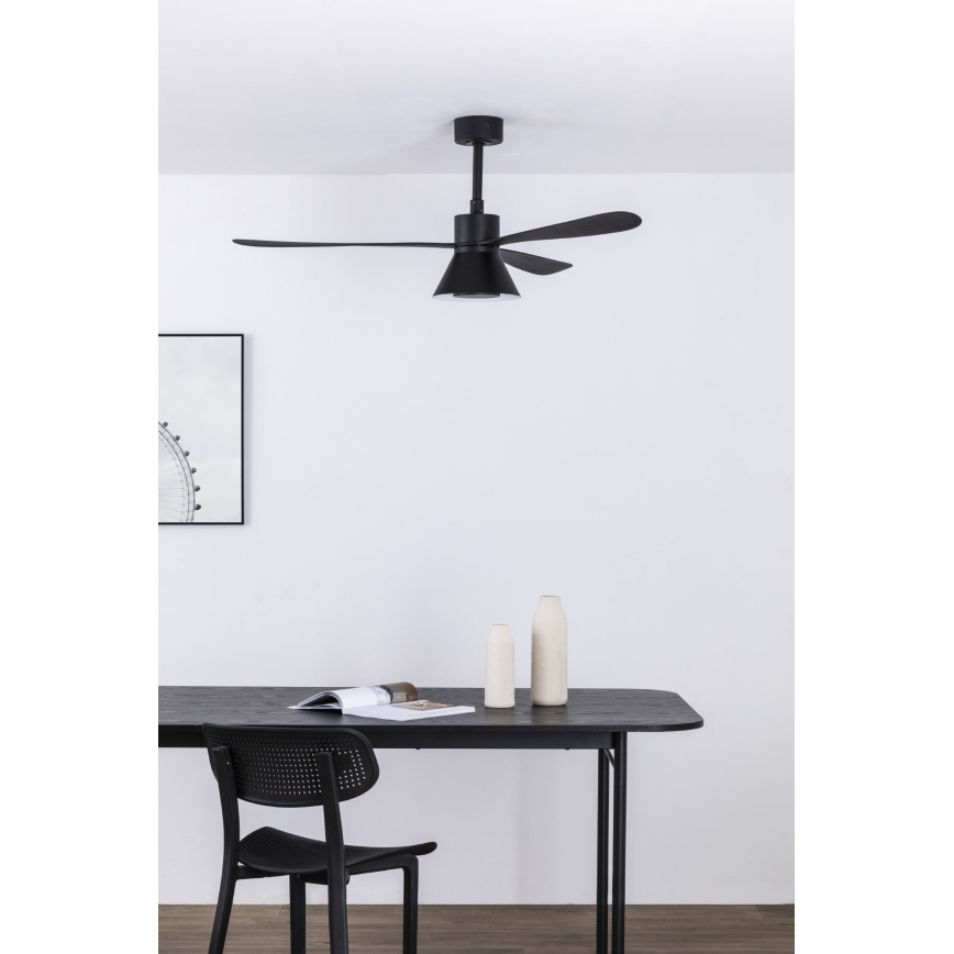 Ventilator LED dimabil de tavan FARO 33761WT-23 AMELIA L CONE LED/20W/230V 2700/3500/5000K negru d. 132 cm Wi-Fi Tuya + telecomandă