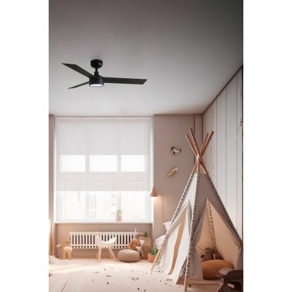 Ventilator LED dimabil de tavan FARO 34289-1TW CRUISER S LED/18W/230V 2700/4000/6500K d. 106 cm negru + telecomandă