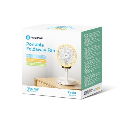 Ventilator LED pliabil fără fir cu port USB 6,5W/5V Aigostar