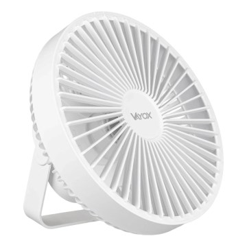 Ventilator LED reîncărcabil de masă cu iluminare LED/2W/5V USB 2400 mAh alb