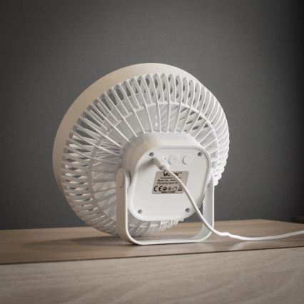 Ventilator LED reîncărcabil de masă cu iluminare LED/2W/5V USB 2400 mAh alb