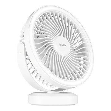 Ventilator LED reîncărcabil de masă cu iluminare LED/3W/5V USB 2400 mAh alb