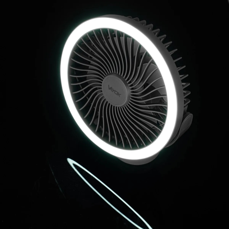 Ventilator LED reîncărcabil de masă cu iluminare LED/3W/5V USB 2400 mAh gri
