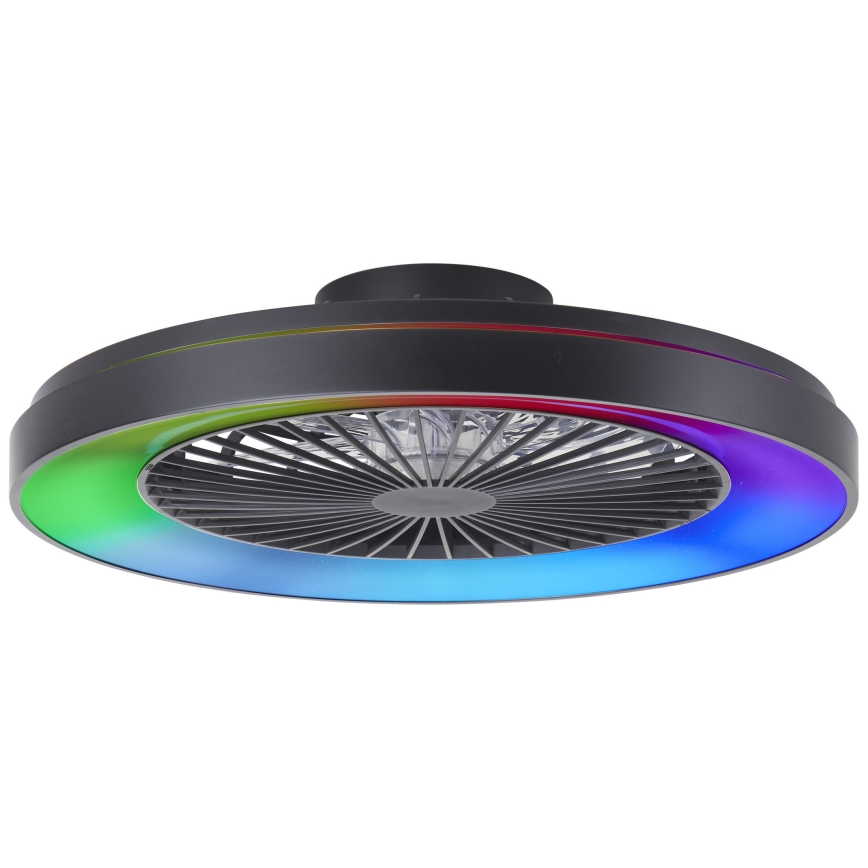 Ventilator LED RGBW dimabil de tavan Brilliant MAZZARO LED/24W/230V 3000-6500K d. 58 cm negru + telecomandă