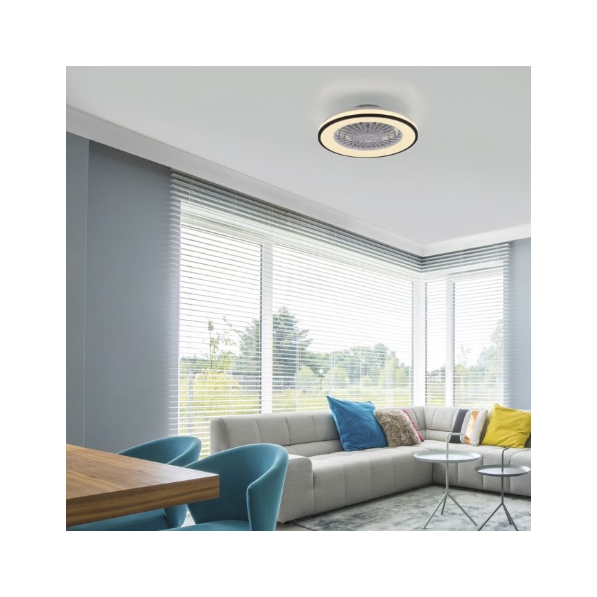 Ventilator LED RGBW dimabil de tavan cu sursă de lumină JUST LIGHT. 14447-18 LENO LED/44W/230V 3000-6500K d. 48,6 cm alb + telecomandă