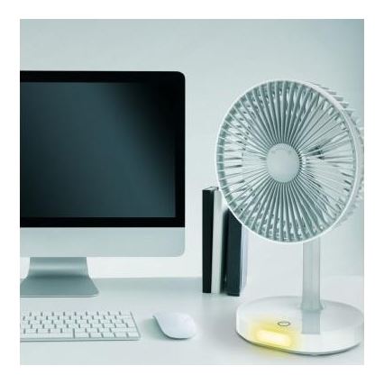 Ventilator reîncărcabil de birou cu lampă LED, 3000 mAh / 3,7 V, USB-C