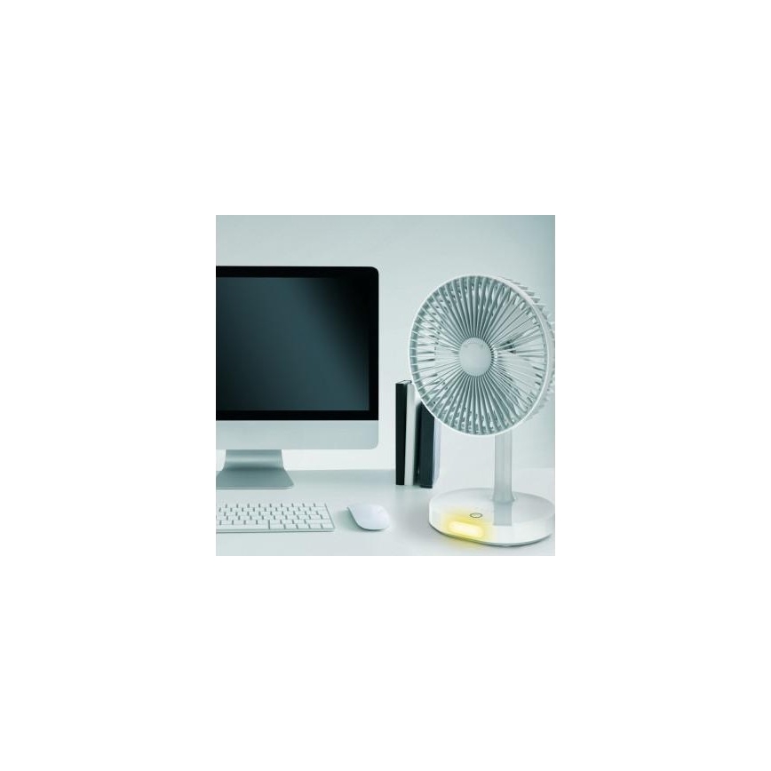 Ventilator reîncărcabil de birou cu lampă LED, 3000 mAh / 3,7 V, USB-C