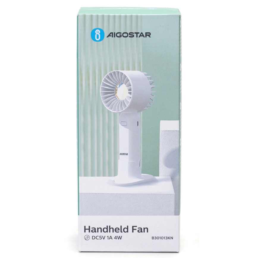 Ventilator reîncărcabil de buzunar Aigostar 4W/5V 500mAh USB alb