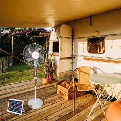 Ventilator solar de podea 15W/4V/230V, 120 cm, alb