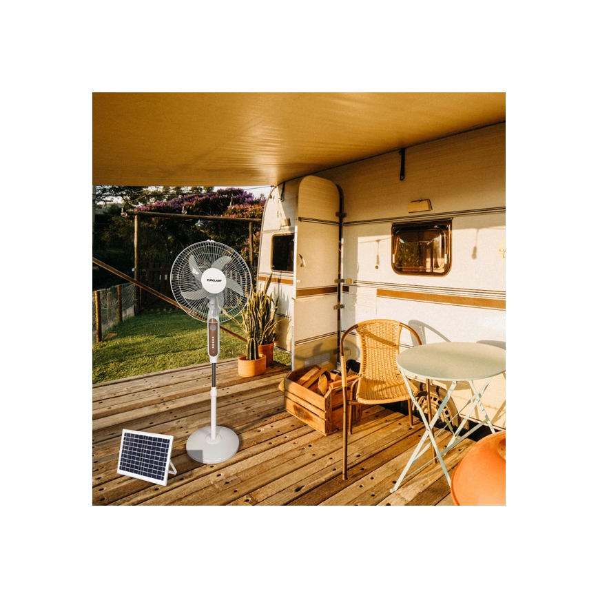 Ventilator solar de podea 15W/4V/230V, 120 cm, alb
