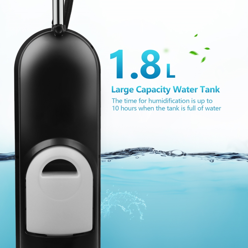 Ventilator turn cu efect de ceață Aigostar 95W/230V negru/gri + telecomandă