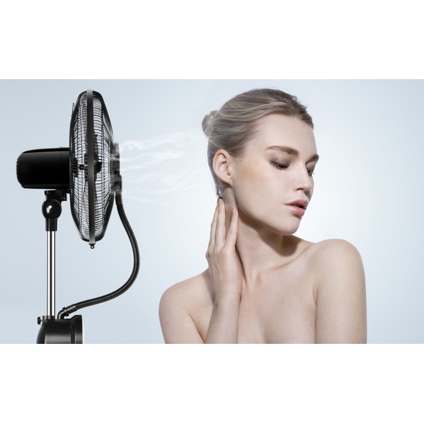 Ventilator turn cu efect de ceață Aigostar 95W/230V negru/gri + telecomandă