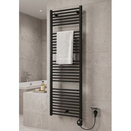 Vertaduro - Radiator de baie cu termostat DENISE, 600 W, 154 x 50 cm, negru