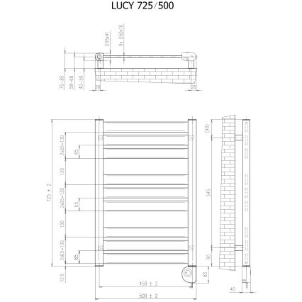 Vertaduro - Radiator de baie cu termostat LUCY, 400 W, 73 x 50 cm, antracit