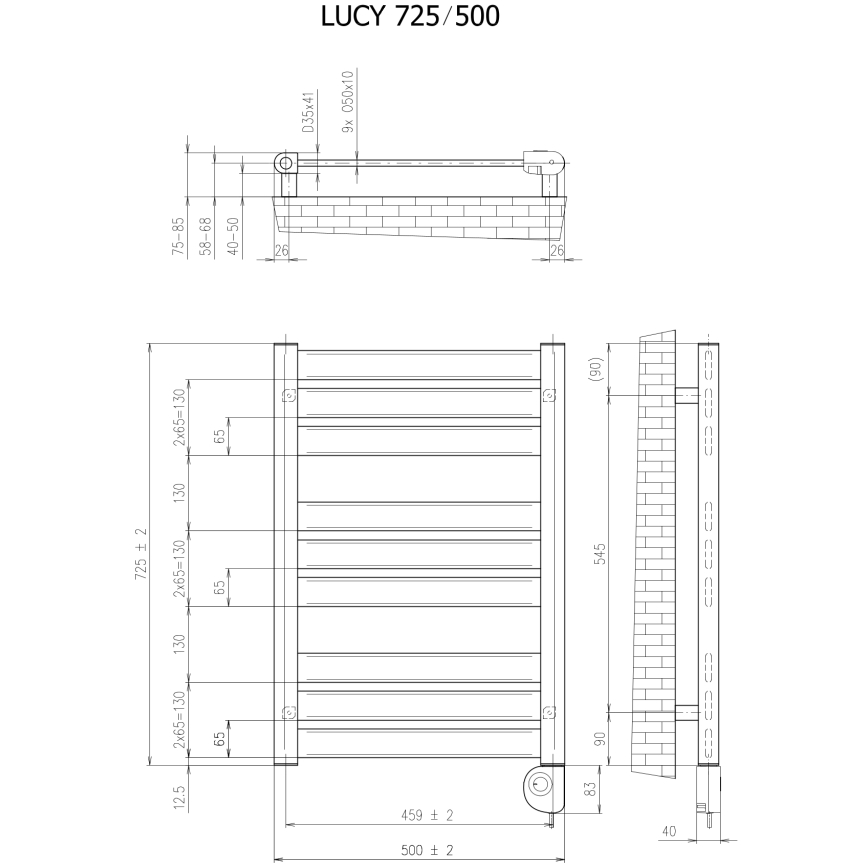 Vertaduro - Radiator de baie cu termostat LUCY 400 W 73x50 cm taupe