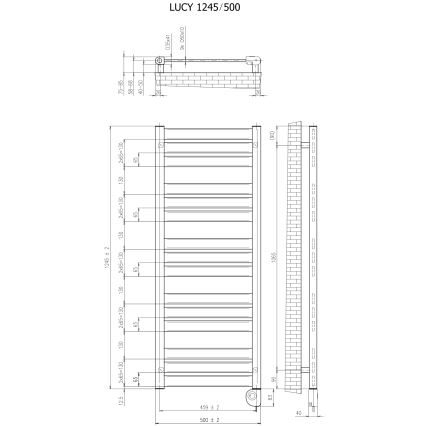 Vertaduro - Radiator de baie cu termostat LUCY 600W 125x50 cm taupe