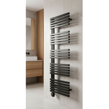 Vertaduro - Radiator de baie cu termostat MICHELLE, 600 W, 129 x 50 cm, negru