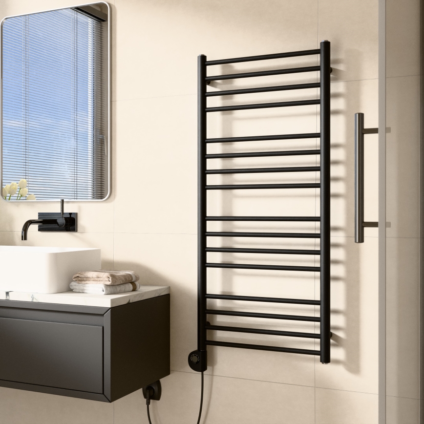 Vertaduro - Radiator de baie cu termostat SIMONE, 400 W, 114 x 50 cm, negru
