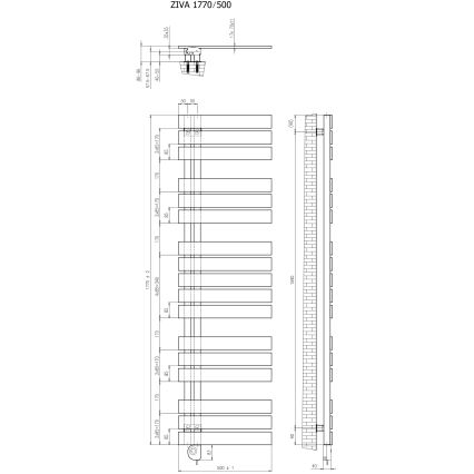 Vertaduro - Radiator de baie cu termostat ZIVA, 800 W, 177 x 50 cm, negru