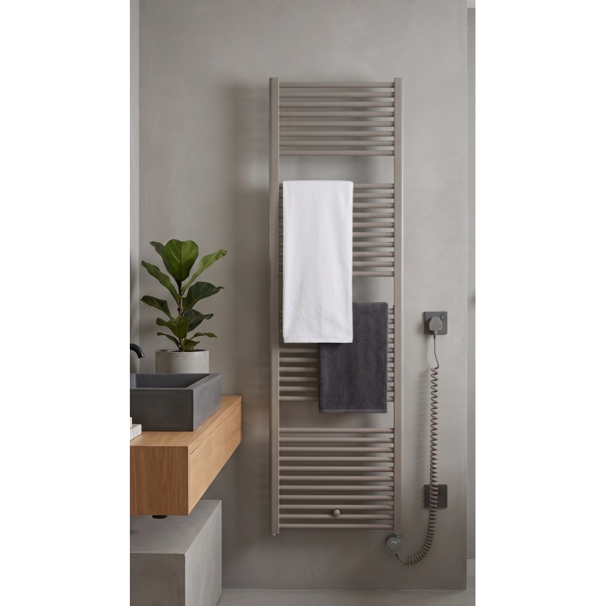 Vertaduro - Radiator de baie DENISE cu termostat, 800 W, 178 x 50 cm, taupe
