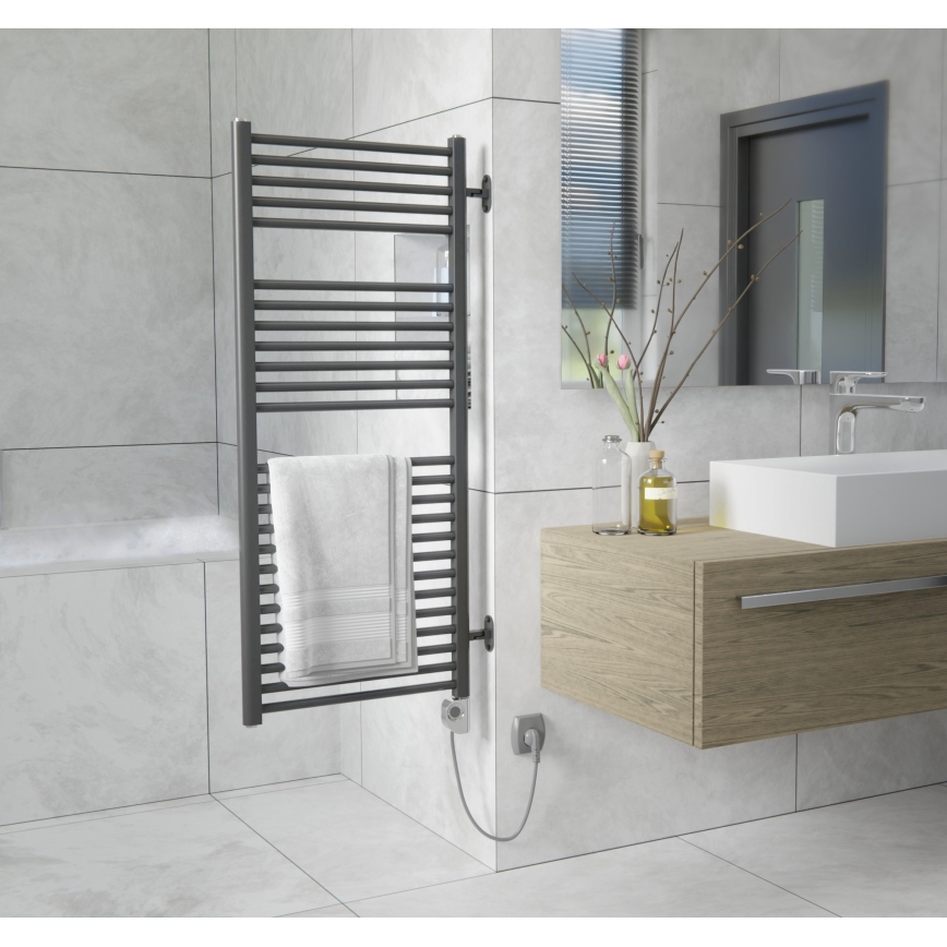 Vertaduro - Radiator de baie MEG cu termostat, 600 W, 118 x 50 cm, antracit