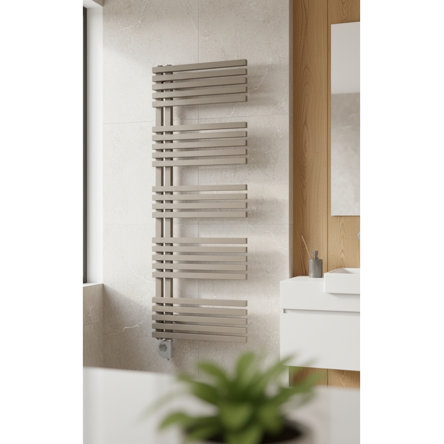 Vertaduro - Radiator de baie MICHELLE, cu termostat, 600 W, 129 x 50 cm, taupe