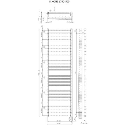 Vertaduro - Radiator de baie SIMONE cu termostat, 600 W, 174 x 50 cm, antracit