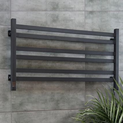 Vertaduro - Uscător electric pentru prosoape cu termostat AVA 181W/230V 50x90 cm IP44, negru, montare pe partea dreaptă