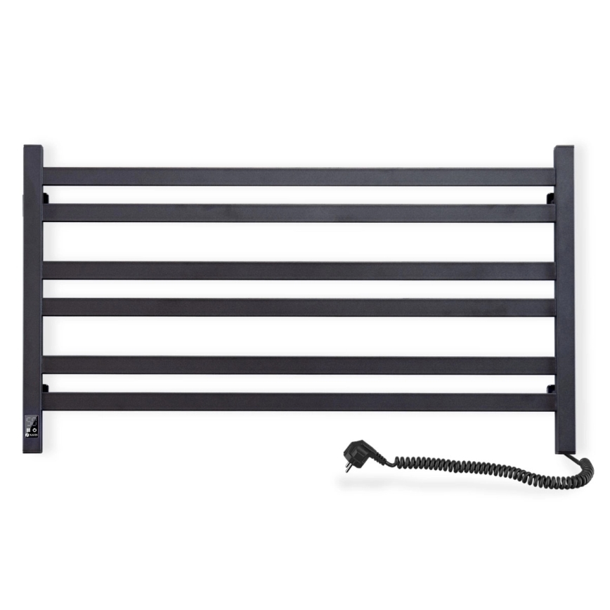 Vertaduro - Uscător electric pentru prosoape cu termostat AVA 181W/230V 50x90 cm IP44, negru, montare pe partea dreaptă