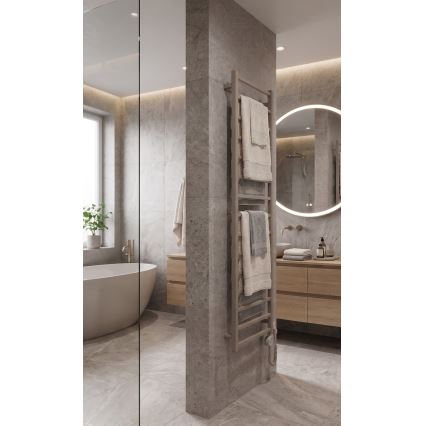 Vertaduro - Radiator de baie ZOE cu termostat, 400 W, 186 x 50 cm, taupe