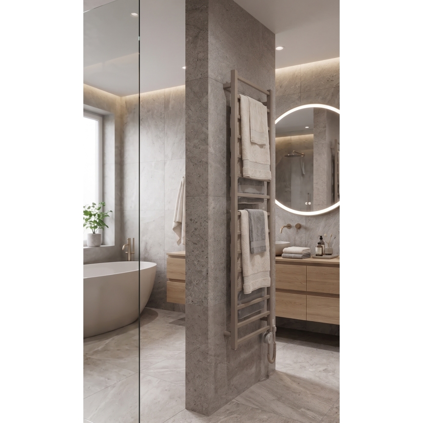 Vertaduro - Radiator de baie ZOE cu termostat, 400 W, 186 x 50 cm, taupe