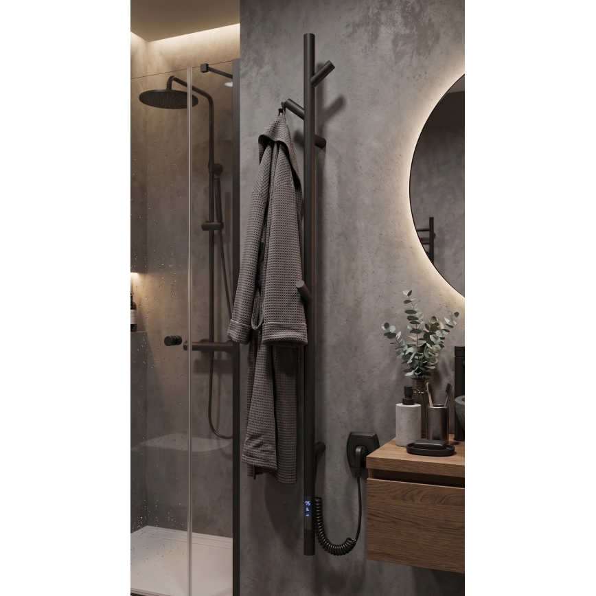 Vertaduro - Radiator electric pentru prosoape MEDA, 37 W, 118 x 16 cm, negru
