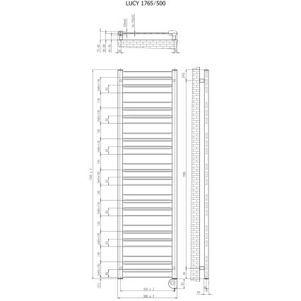 Vertaduro - Radiator pentru baie cu termostat LUCY, 800 W, 177 x 50 cm, antracit
