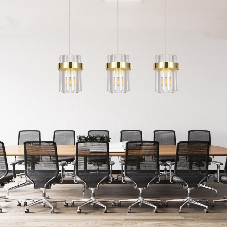 VETRO Lustră suspendată pe cablu 3xE14/10W/230V aurie