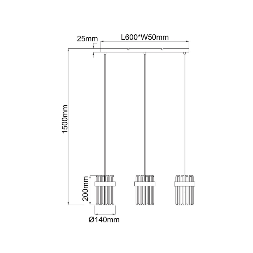 VETRO Lustră suspendată pe cablu 3xE14/10W/230V aurie