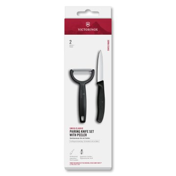 Victorinox - Set cuțit de bucătărie cu curățător de legume SWISS CLASSIC negru