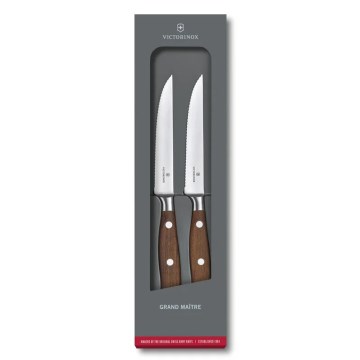 Victorinox - Set de 2 cuțite pentru friptură GRAND MAITRE, lamă 12 cm, mâner din arțar