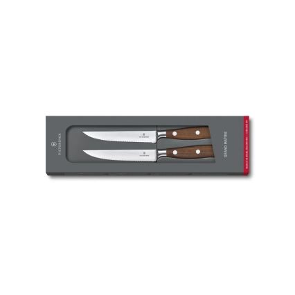 Victorinox - Set de 2 cuțite pentru friptură GRAND MAITRE, lamă 12 cm, mâner din arțar