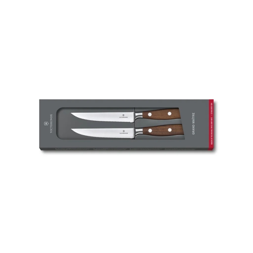 Victorinox - Set de 2 cuțite pentru friptură GRAND MAITRE, lamă 12 cm, mâner din arțar