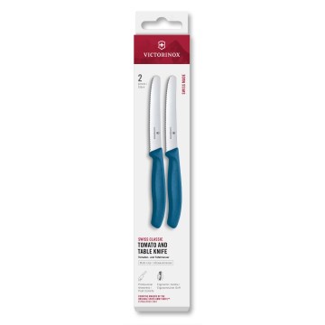 Victorinox - Set de 2 cuțite pentru legume SWISS CLASSIC, lamă 11 cm, albastru