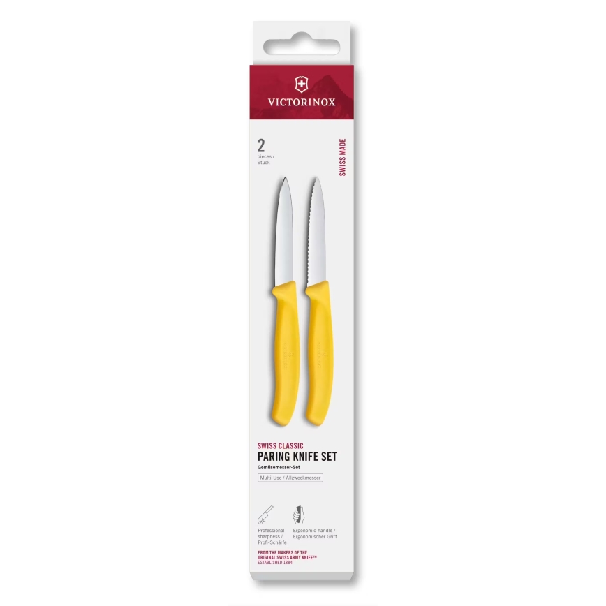 Victorinox - Set de 2 cuțite pentru legume SWISS CLASSIC, lamă 8 cm, galben