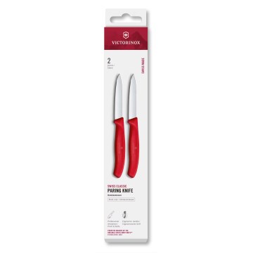 Victorinox - Set de 2 cuțite pentru legume SWISS CLASSIC, lamă 8 cm, roșu