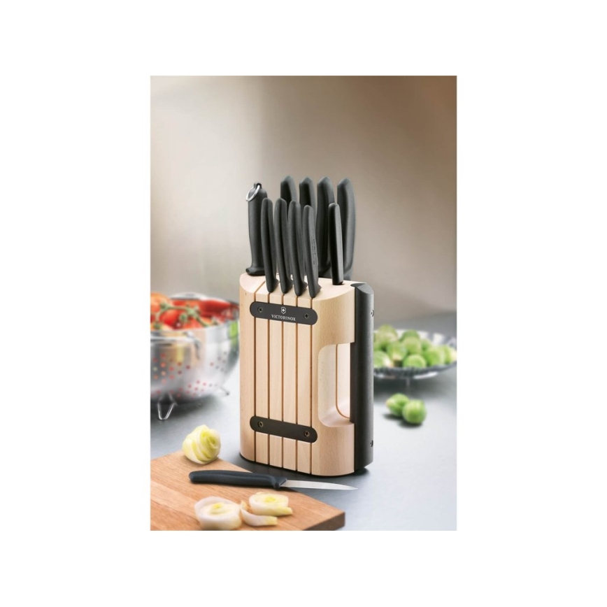 Victorinox - Set de cuțite de bucătărie în suport SWISS CLASSIC 12 piese fag/bej