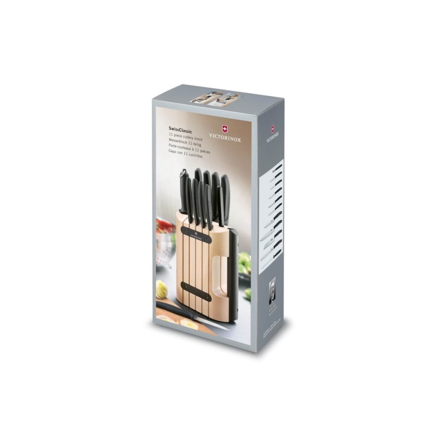 Victorinox - Set de cuțite de bucătărie în suport SWISS CLASSIC 12 piese fag/bej