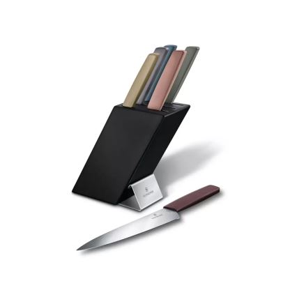 Victorinox -Set de cuțite de bucătărie în suport SWISS MODERN 7 piese fag/multicolor