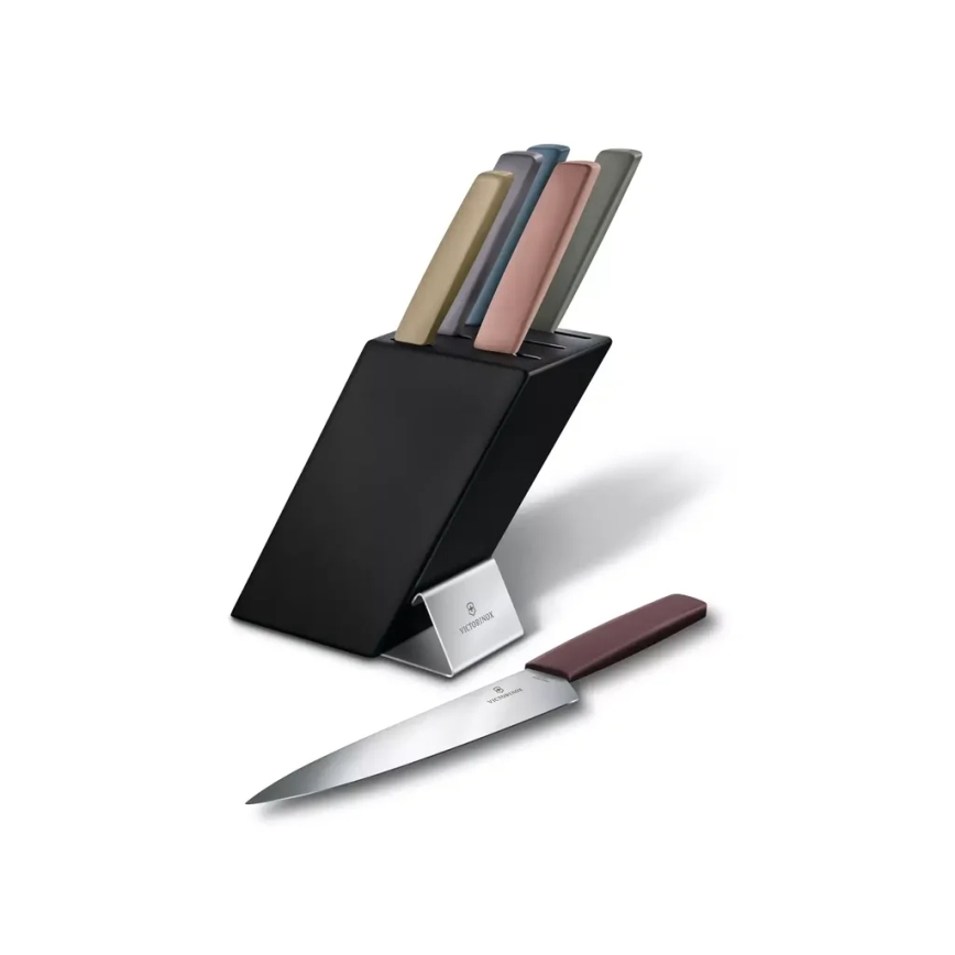 Victorinox -Set de cuțite de bucătărie în suport SWISS MODERN 7 piese fag/multicolor