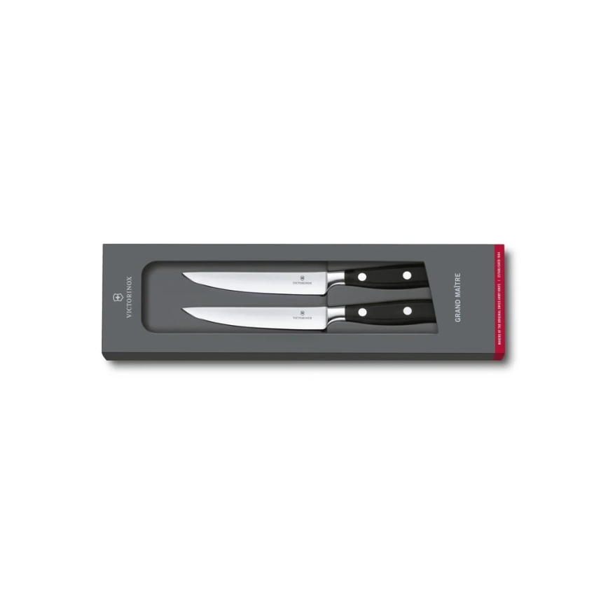 Victorinox - Set de cuțite pentru friptură GRAND MAITRE, lame de 12 cm, 2 buc., negru