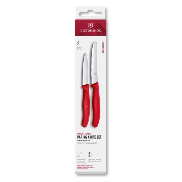 Victorinox SWISS CLASSIC – Set de 2 cuțite pentru legume, roșu