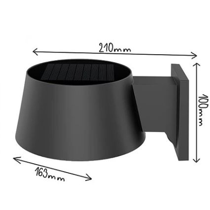 Viking - Lampă solară de perete LED reglabilă, cu senzor, 1W/3,7V, IP44, 4000K, 2000 mAh